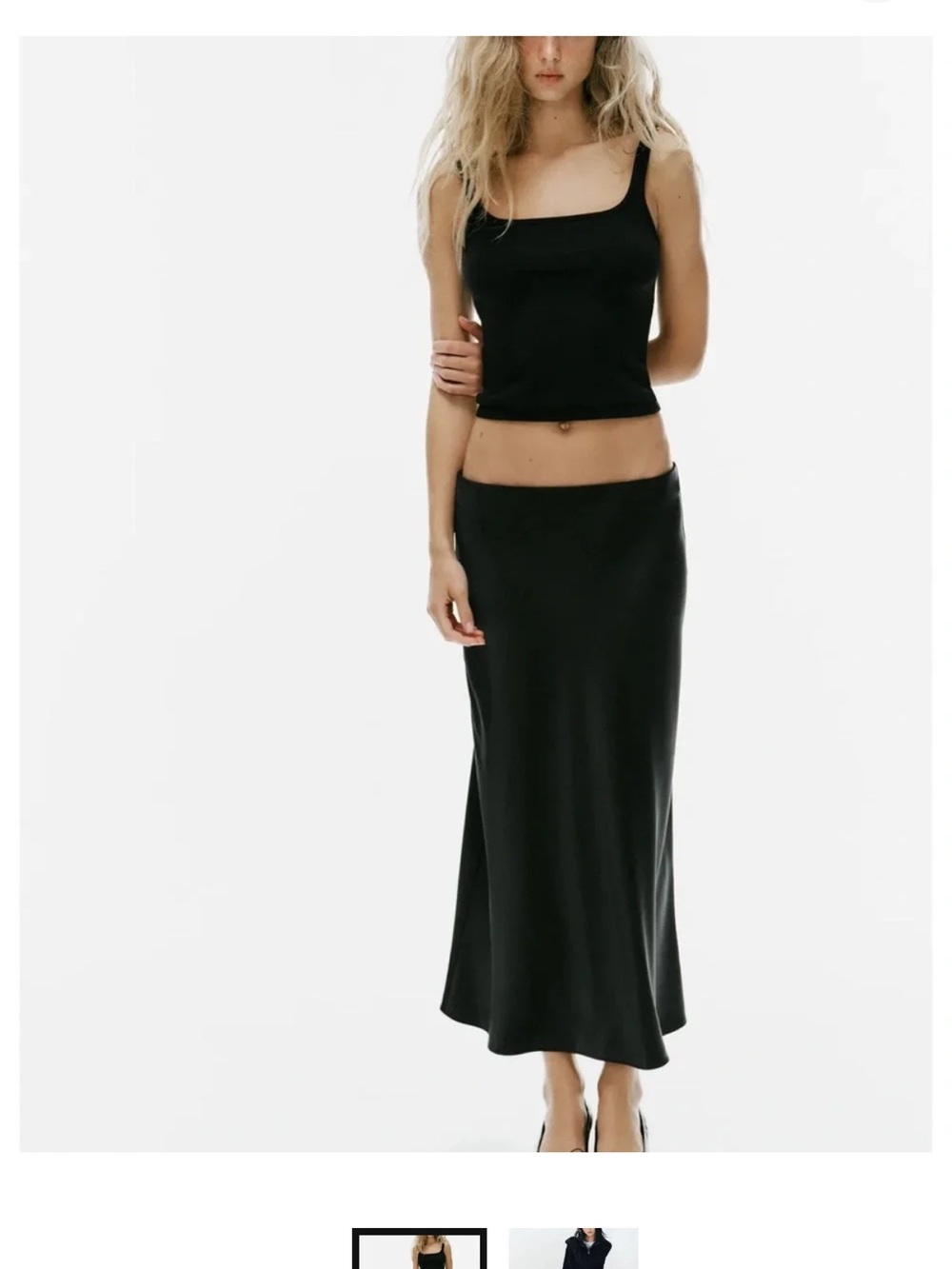Zara Satin Midi Skirt Black Size L Academia Teacher Office Career